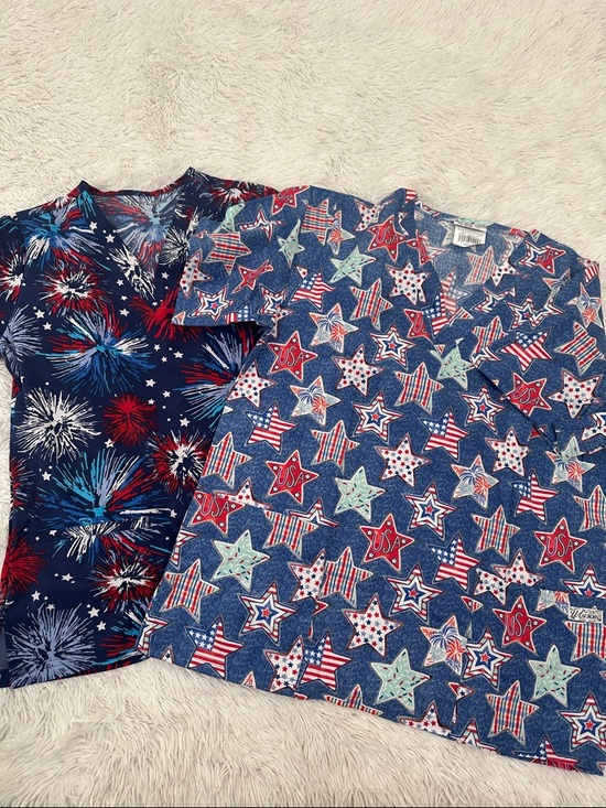 UA Scrubs Tops - 🎡 Bundle of 2 NWOT Patriotic Scrub Tops Size XS/S